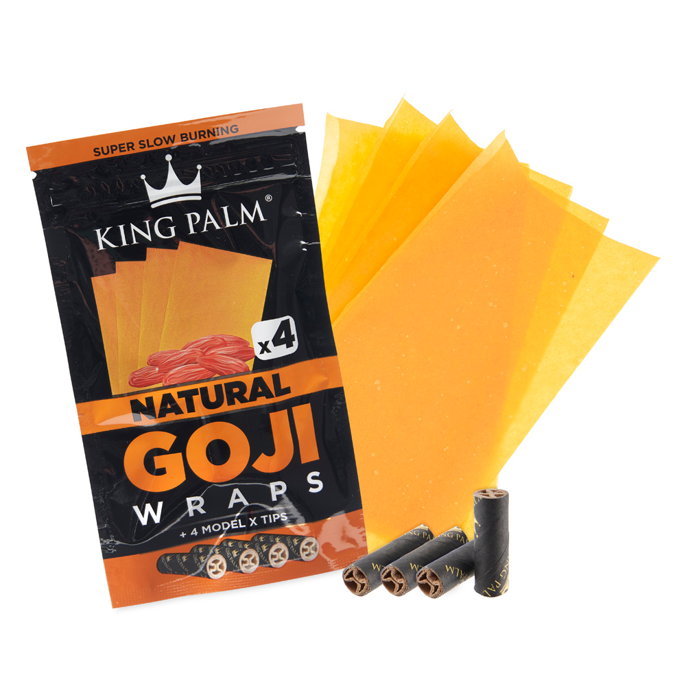 King Palm Goji Wraps 4pk w/ Tips Display 15CT, thc, , dry herb, flower